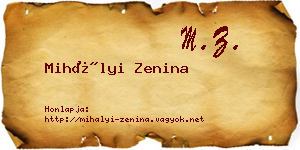 Mihályi Zenina névjegykártya